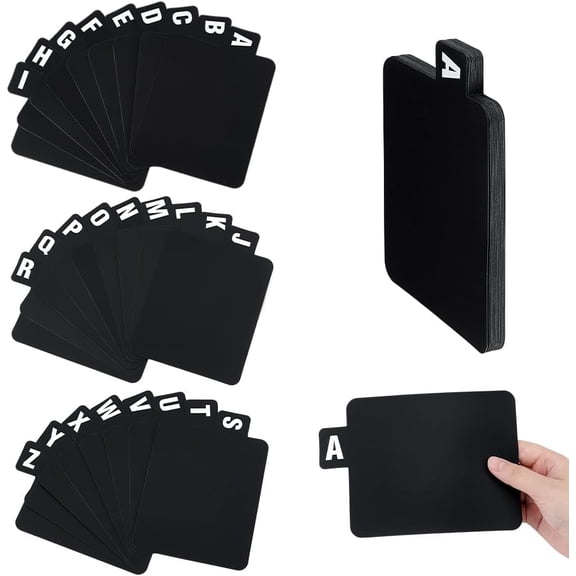 Plastic Reading Guide Strips Rectangle with Letter A~Z Pattern Black 172x122x0.2mm 26pcs/set for DIY