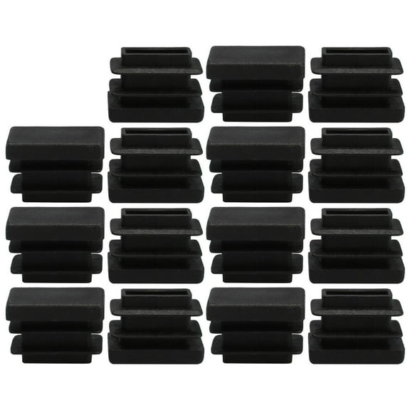 Plastic Rectangle Chair Desk Leg Foot Cover Tube Insert Black 20mm x 10mm 15pcs