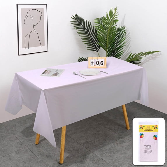 Plastic Rectangle Table Cover, Disposable 53.94 x 72.05 Inch Water-Resistant Solid Color Table Protector Waterproof Tablecloth Cover for Rectangle Tables Party Supplies