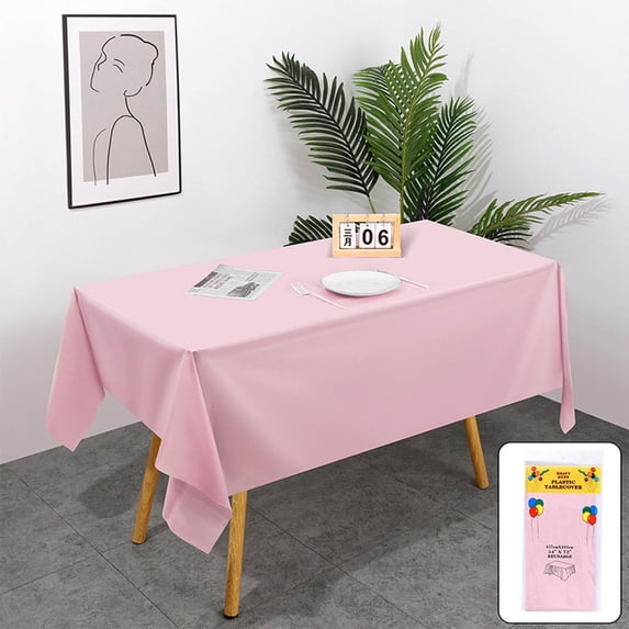 Plastic Rectangle Table Cover, Disposable 53.94 x 72.05 Inch Water-Resistant Solid Color Table Protector Waterproof Tablecloth Cover for Rectangle Tables Party Supplies