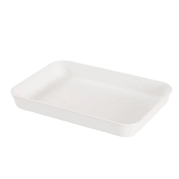 Plastic Rectangular Dinner Platters, 12.2*8.7 Inch Rectangle Serving Plates for Sushi, Snacks, Cake, Meat & Appetizers, Elegant White Design