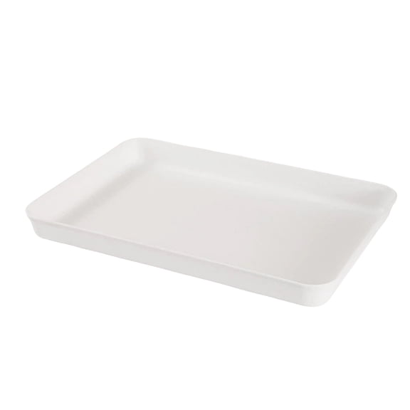 Plastic Rectangular Dinner Platters, 17*12 Inch Rectangle Serving Plates for Sushi, Snacks, Cake, Meat & Appetizers, Elegant White Design