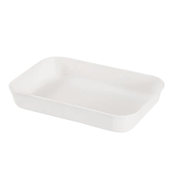 Plastic Rectangular Dinner Platters, 9.45*6.7 Inch Rectangle Serving Plates for Sushi, Snacks, Cake, Meat & Appetizers, Elegant White Design