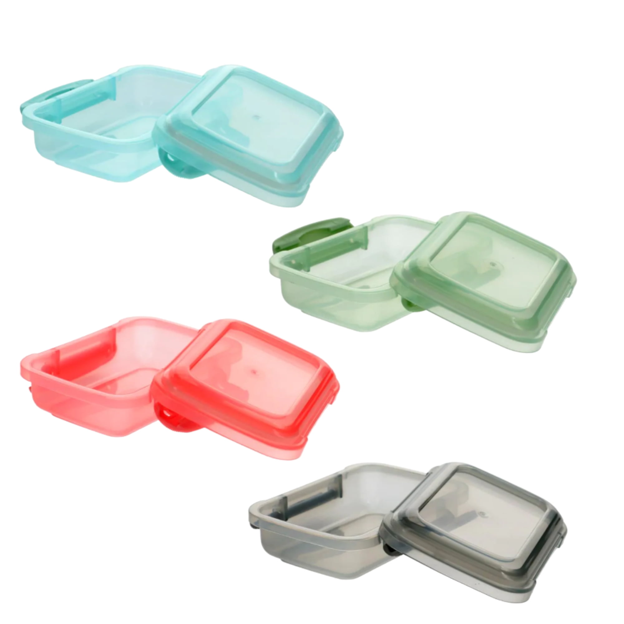 Plastic Snack Containers w/Lock Top Lids 6/Pk, Select: Mixed Colors or Pink