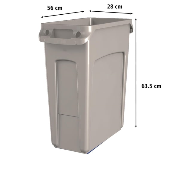 Plastic Rectangular Trash/Garbage Can/Bin with Venting Channels 16 GALBeige for Kitchens/Classrooms/Offices/Back of House