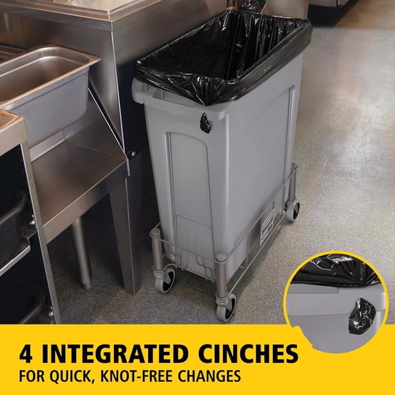 Plastic Rectangular Trash/Garbage Can with Venting Channels, 23 Gallon, Gray