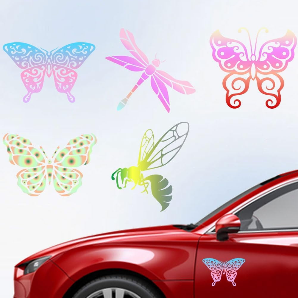 Plastic Reflective Vinyl Car Stickers Waterproof Decals for Vehicle Decoration Butterfly 148x155mm