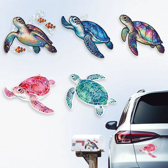 Plastic Reflective Vinyl Car Stickers Waterproof Decals for Vehicle Decoration Turtle 148x155mm