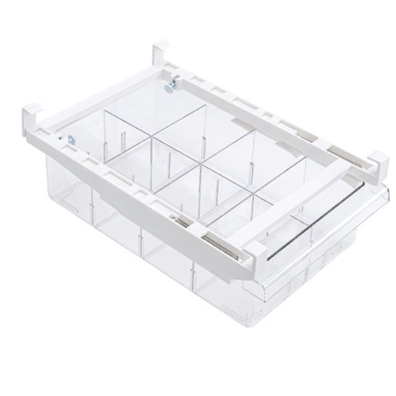 Plastic Refrigerator Drawer Fridge Drawer Organizer For Meat Cheese Produce Stretchable Deep Storage White