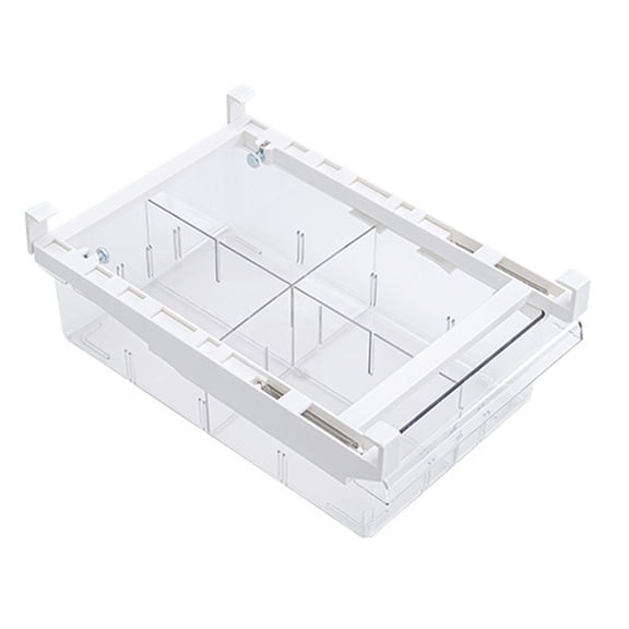 Plastic Refrigerator Drawer Fridge Drawer Organizer For Meat Cheese Produce Stretchable Deep Storage White