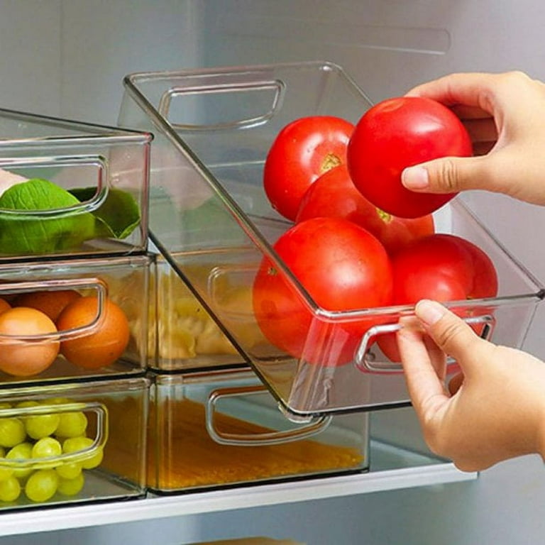 Plastic Refrigerator Organizer Bins, Clear Stackable Food Storage Bins for  Pantry,Fridge,Cabinet,Kitchen Organization and Storage, BPA Free, 10x 6 x 3