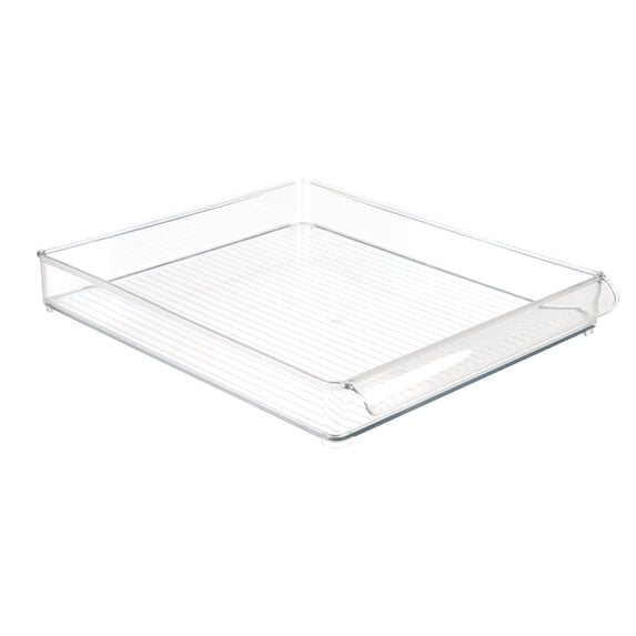 Plastic Refrigerator and Freezer Storage Organizer Tray with Handle for Kitchen, Pantry, Shelf, Counter, BPA-Free, 14.5" x 12" x 2", Clear