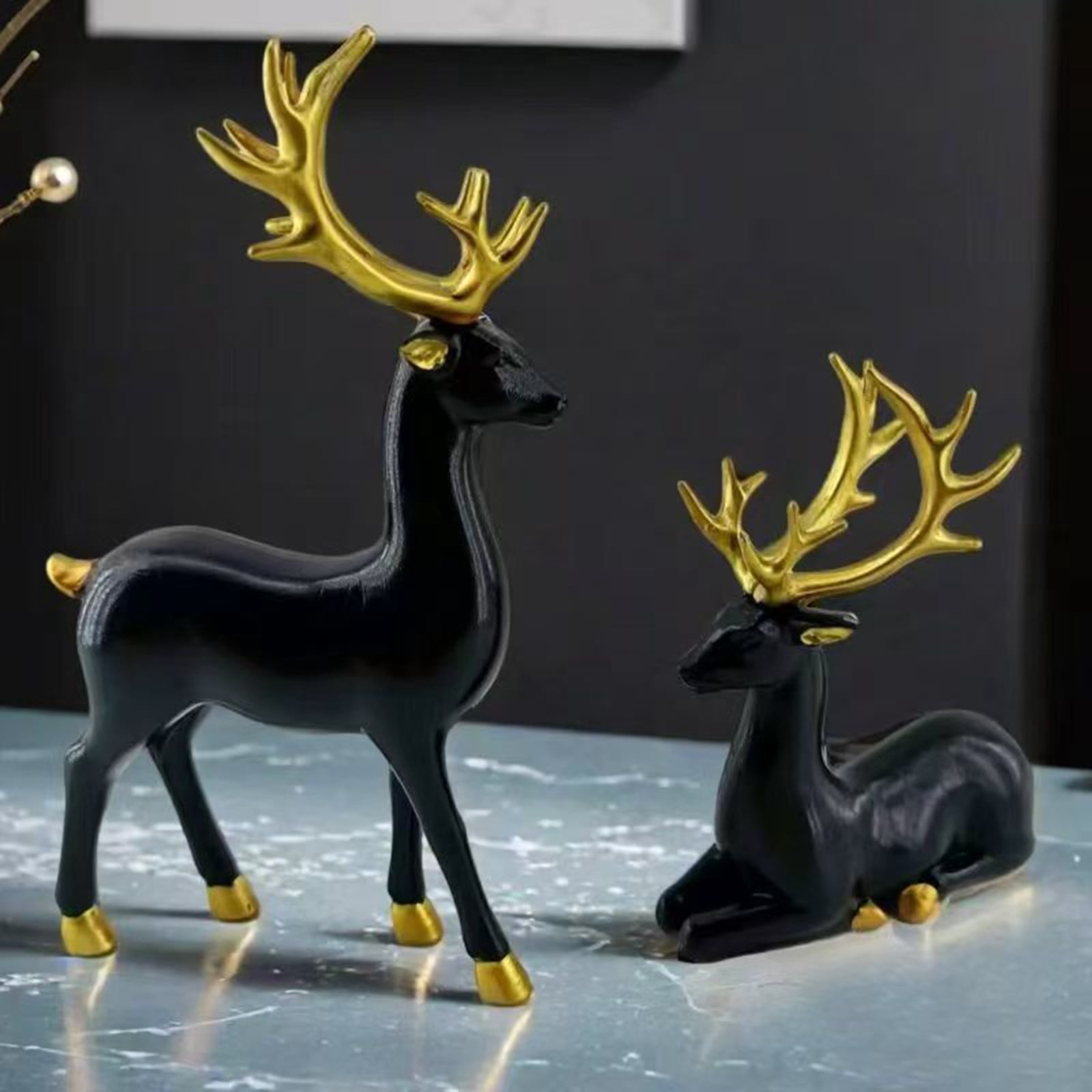 Plastic Reindeer Figurine Set With Standing And Lying Poses For Holiday ...