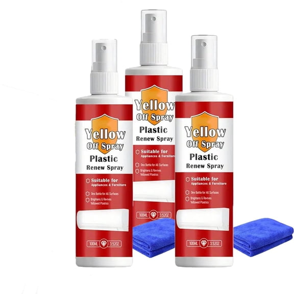 Plastic Renew Yellow-Off Spray Cleaner, Fast-Acting Multi Purpose Plastics Yellowing Remover Spray, Multi Purpose Yellowing Remover Spray, for Electronics & Appliances(3PC)