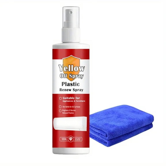 Plastic Renew Yellow-Off Spray Cleaner,Multi Purpose Plastic Yellowing Remover Spray,Revive Yellowed Plastics – Restores Bright White Finish On Old Appliances,Ac Units,Fans,Bathroom Fixtures (A)