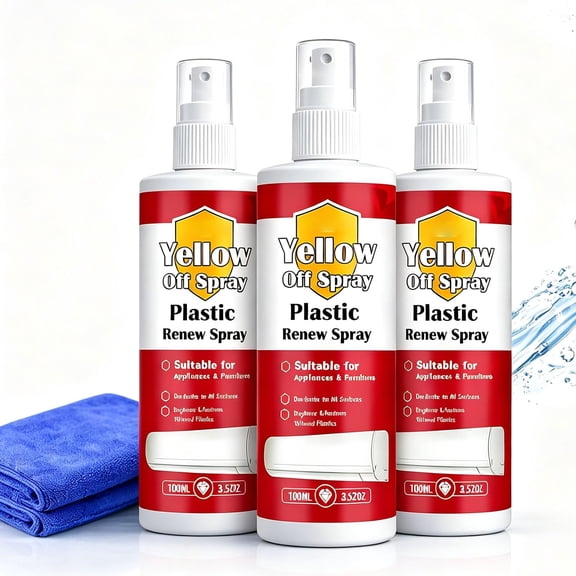 Plastic Renew Yellow-Off Spray Cleaner,Multi Purpose Plastic Yellowing Remover Spray,Revive Yellowed Plastics – Restores Bright White Finish On Old Appliances,Ac Units,Fans,Bathroom Fixtures