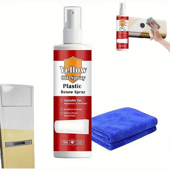 Plastic Renew Yellow-Off Spray Cleaner, Plastic Yellowing Remover, Fast-Acting Multi Purpose Plastics Yellowing Remover Spray, Rubber Restorer For Electronics & Appliances