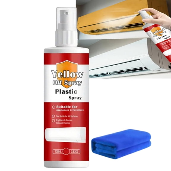 Plastic Renew Yellow-Off Spray Cleaner, Plastic Yellowing Remover, Revive Yellowed Plastics, Fast-Acting Restore Cleaner Appearance, Bright White Finish