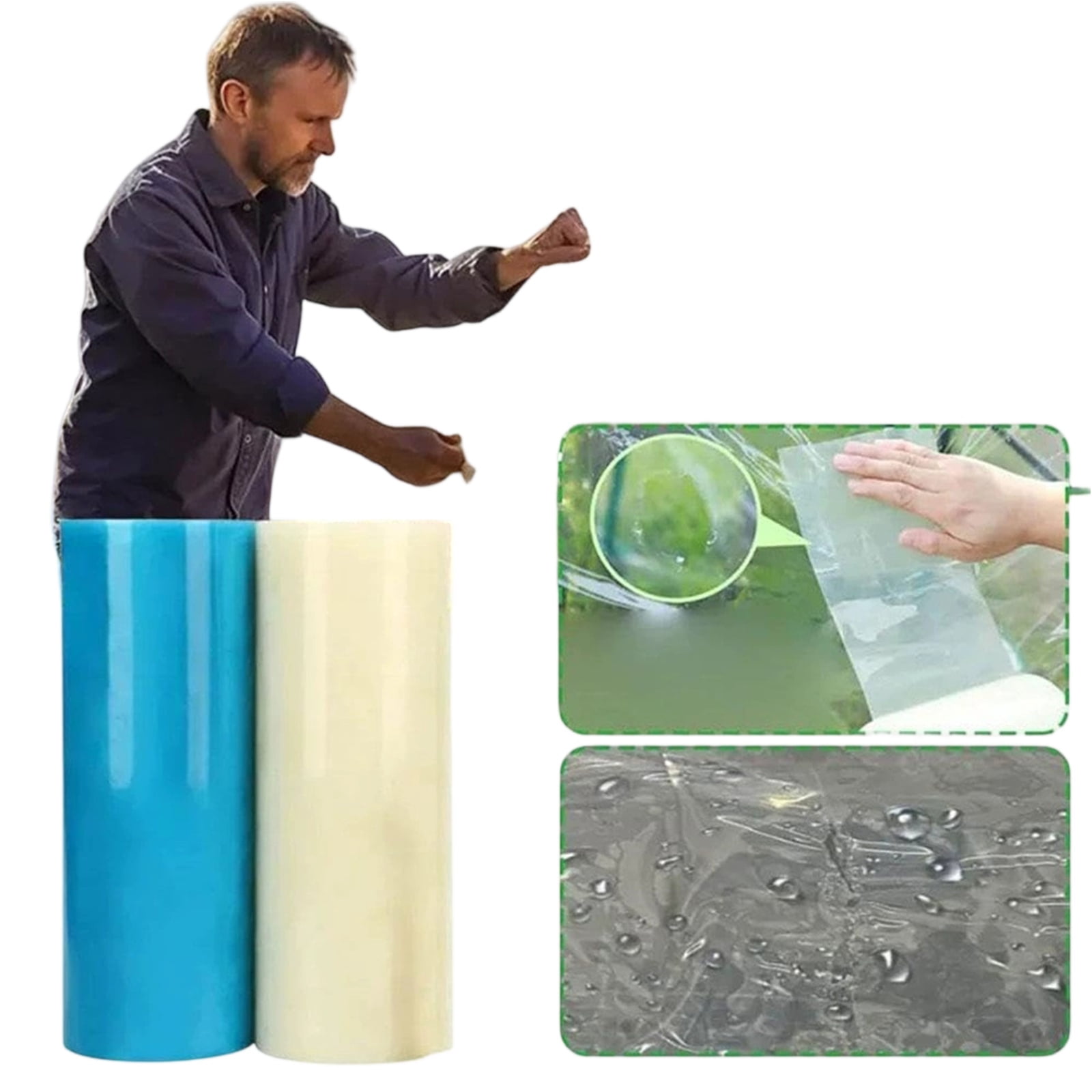 Plastic Repair Kit Vinyl Repair Patch | Heavy Duty Waterproof Tape for Greenhouse Plastic Sheeting, 8 Inch X 33 Foot Blue Extra Large Adhesive for Outdoor Greenhouse Cover Repair