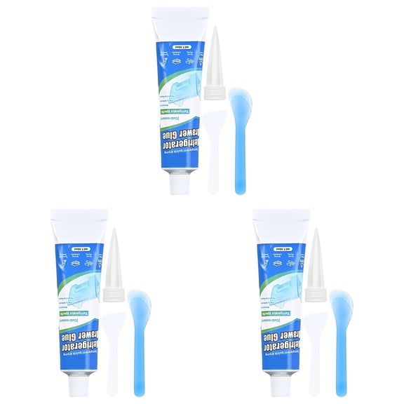 Plastic Repair Super Glue Strong Adhesive — Multi-Purpose Bonding Glue for Refrigerator Drawer, Hard Plastic Panel, Shelf Repair, and Household Plastic Fixing, 3 Pack