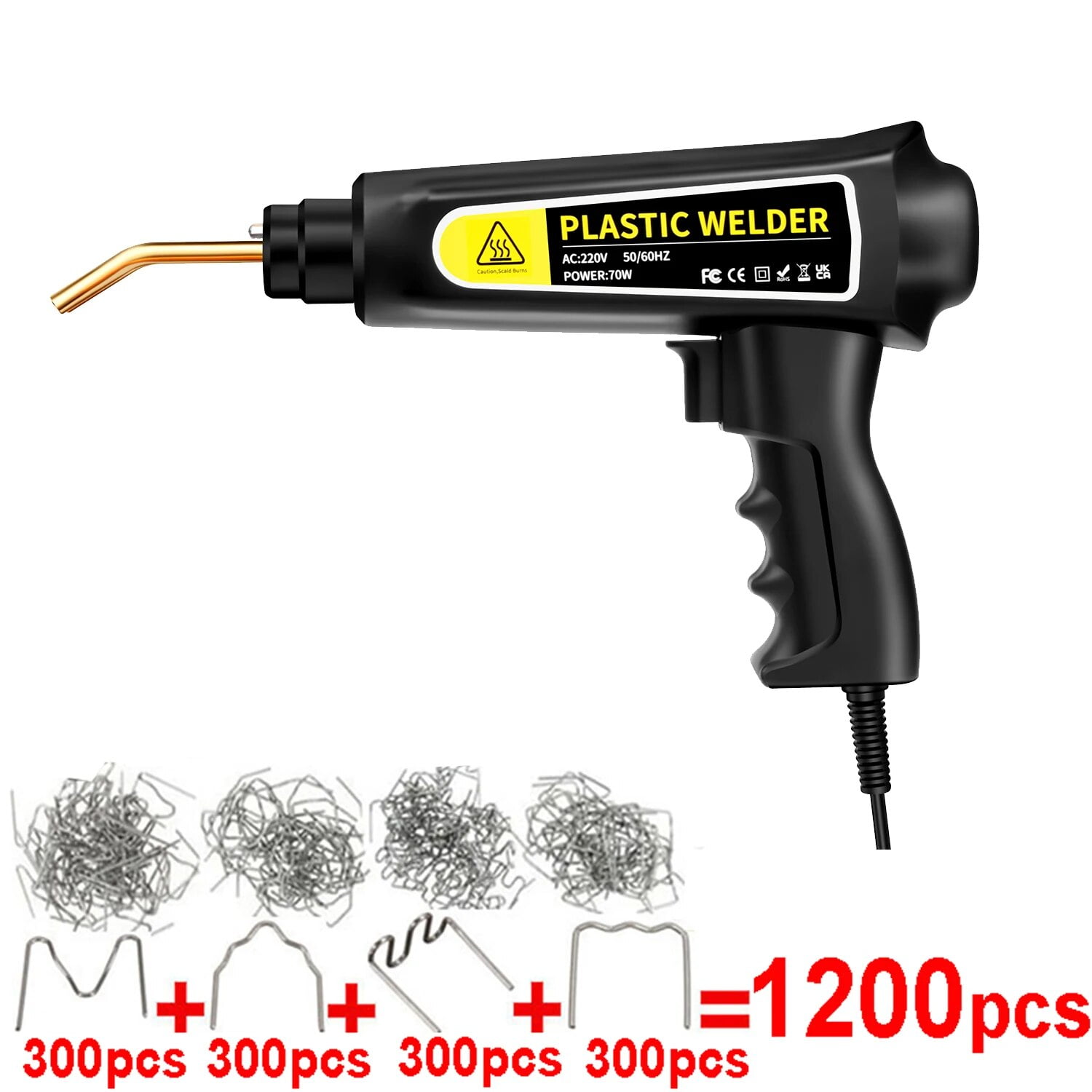 200W Hot Stapler Plastic Welder Gun Kit For Car Bumper & Fender Repair - Includes 1200 Staples (US Plug)