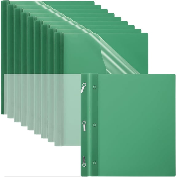 Plastic Report Covers with Prong, 10 Pcs 80 Sheet Capacity Clear Front Presentation Binders with 3 Metal Prong Fasteners Report Folder for Resume Documents Files Letter, Green