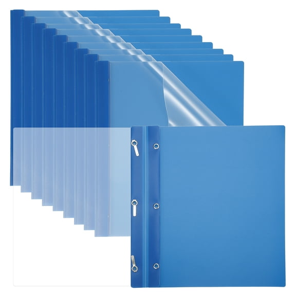 Plastic Report Covers with Prong, 10 Pcs 80 Sheet Capacity Clear Front Presentation Binders, Blue