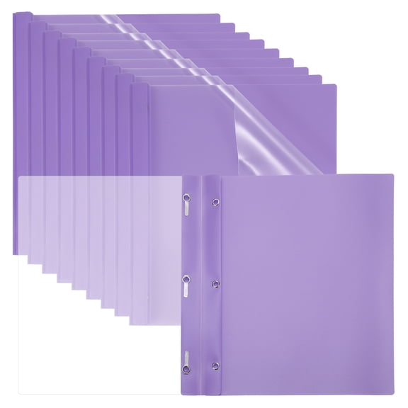 Plastic Report Covers with Prong, 10 Pcs 80 Sheet Capacity Clear Front Presentation Binders, Light Purple