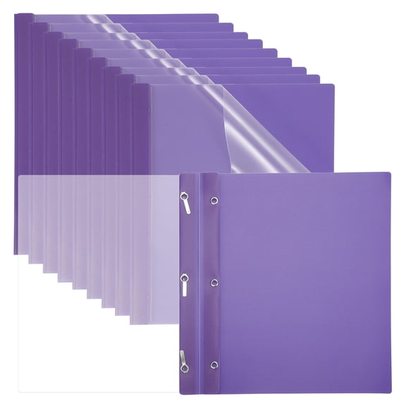 Plastic Report Covers with Prong, 10 Pcs 80 Sheet Capacity Clear Front Presentation Binders, Purple
