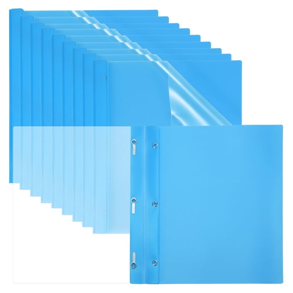 Plastic Report Covers with Prong, 10 Pcs 80 Sheet Capacity Clear Front Presentation Binders, Sky Blue