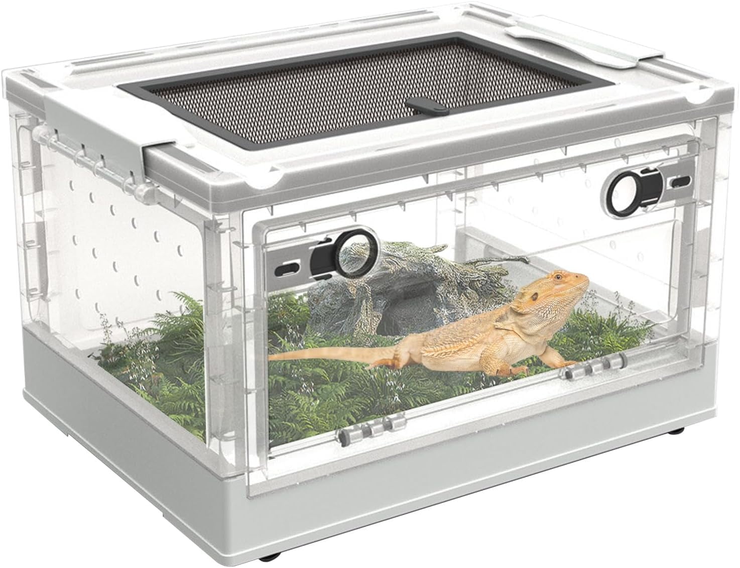 Image showcasing Plastic Reptile Feeding Box with Wheels,Reptiles Breeding Enclosure ...
