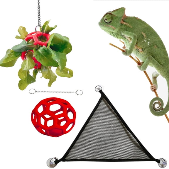 Plastic Reptile Habitat Enrichment with Climbing Net for Geckos & Small Arboreal Pets Promotes Exercise & Exploration