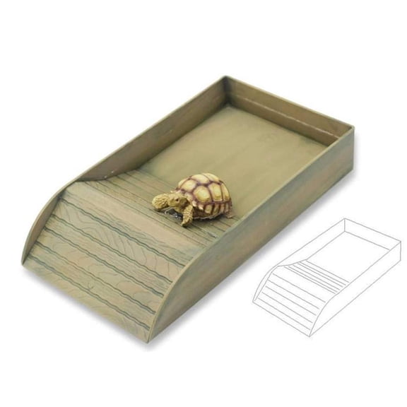 Plastic Reptile Terrarium with Ramp Water Tank for Turtles Frogs Lizards Snakes Wood Grain Design Indoor Pet Habitat Decorative Enclosure