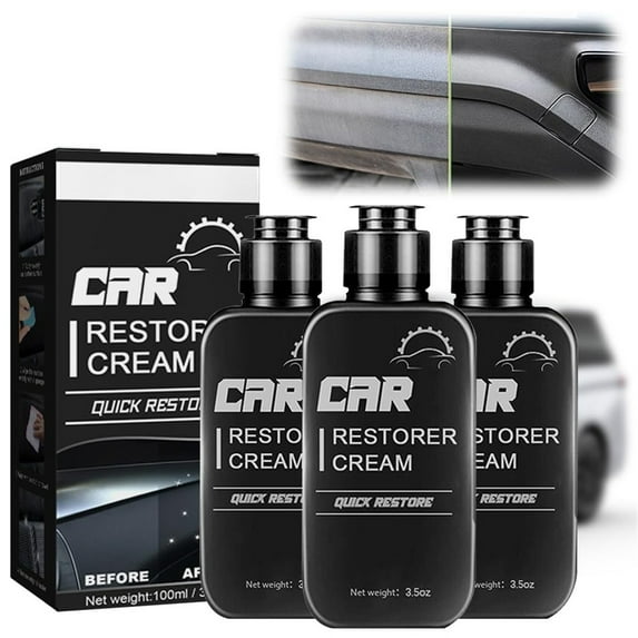 Plastic Restorer Cream Kit for Cars – Ultimate Fade Revitalizer, Shine Enhancer, UV Damage Protection, Automotive Plastic Surface Restorer and Care Kit