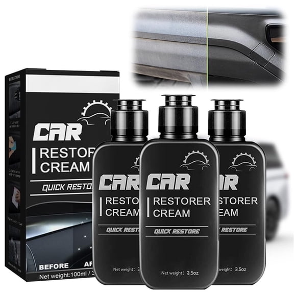 Plastic Restorer Cream Kit for Cars – Ultimate Fade Revitalizer, Shine Enhancer, UV Damage Protection, Automotive Plastic Surface Restorer and Care Kit