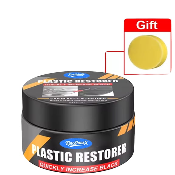 Plastic Restorer, Quick Increase Black, 1 Pack with Applicator Sponge, for Automotive Interior Exterior Plastic Leather Restoration Revive Faded Plastic