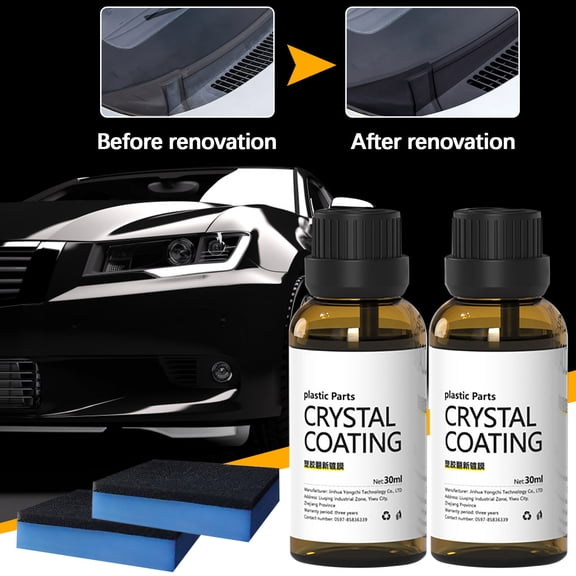 Plastic Restorer, Trim Restorer for Car Exterior Renew and Protectant, Hydrophobic Faded Plastic Repair Cream with Applicator, Restores Shine, 2 Pack, 1 fl oz Each