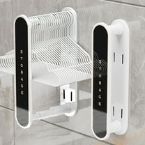 Plastic Retractable Clothes Hanger Storage Rack, Wall-Mounted No Drilling Space-Saving Organizer, White Green, 11.53x16.4x2.44in, for Balcony Closet