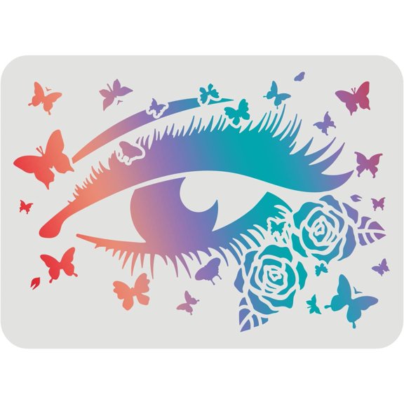 Plastic Reusable Drawing Painting Stencils Templates for Painting on Fabric Tiles Floor Furniture Wood Rectangle Eye Pattern 297x210mm diy