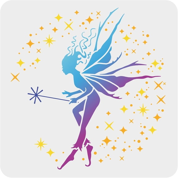 Plastic Reusable Drawing Painting Stencils Templates for Painting on Scrapbook Fabric Tiles Floor Furniture Wood Square Fairy Pattern