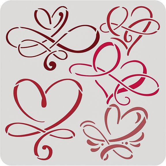 Plastic Reusable Drawing Painting Stencils Templates for Painting on Scrapbook Fabric Tiles Floor Furniture Wood Square Heart Pattern diy