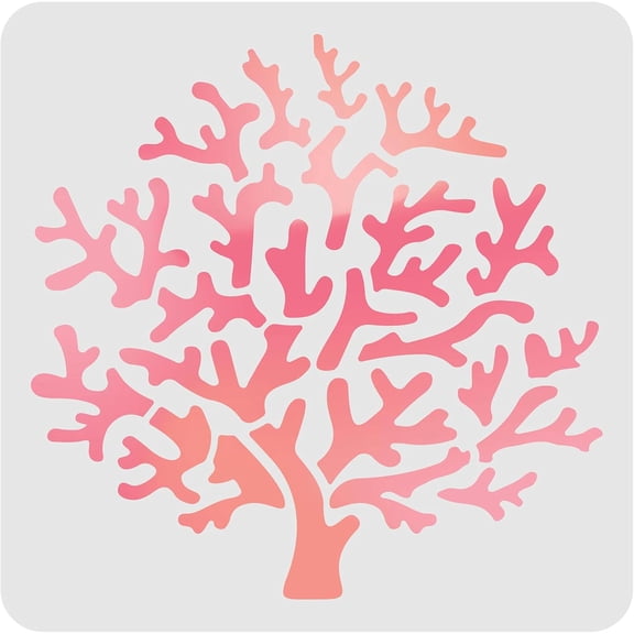 Plastic Reusable Drawing Painting Stencils Templates for Painting on Scrapbook Paper Wall Fabric Floor Furniture Wood Square Coral Pattern 300x300mm