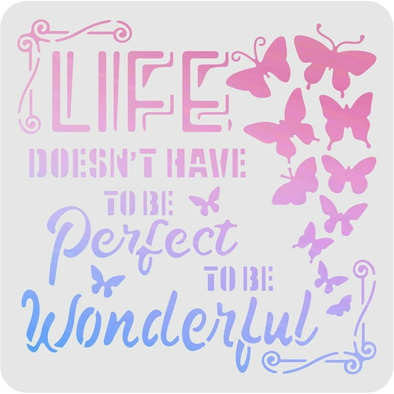 Plastic Reusable Drawing Painting Stencils Templates for Painting on Scrapbook Square Butterfly Farm Paper Wall Fabric Floor Furniture Wood 300x300mm