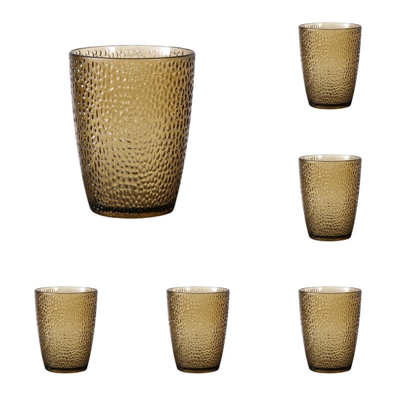Plastic Reusable Drinking Glasses - Set of 6 - 14oz Water Cups| BPA-Free Tumblers(Brown)