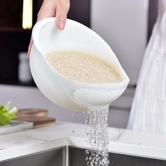 Plastic Rice Beans Peas Washing Filter Strainer Basket Sieve Drainer Cleaning Gadget Kitchen Accessories Rugged and easy to use (White)