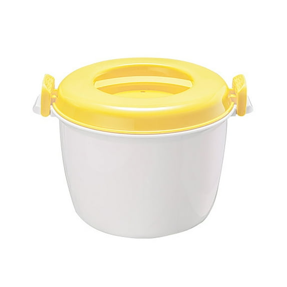 Plastic Rice Cooker for Microwave Oven, Ongmies Rice Cooker Large Microwave Special Plastic Rice Cooker Multi Functional Thermal Lunch Box, Yellow2