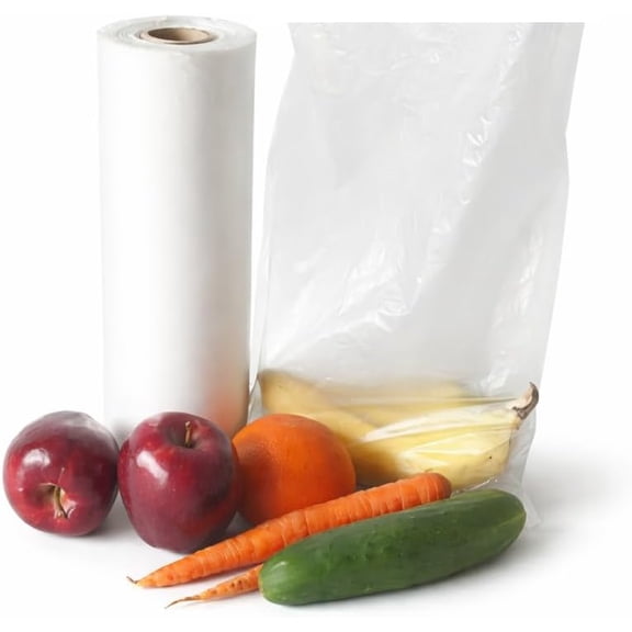 Plastic Roll Bags 10"x15", HDPE Produce Roll, 1 Roll 620 Bags | Transparent Poly Grocery Store Farm Stand Use, Food Storage