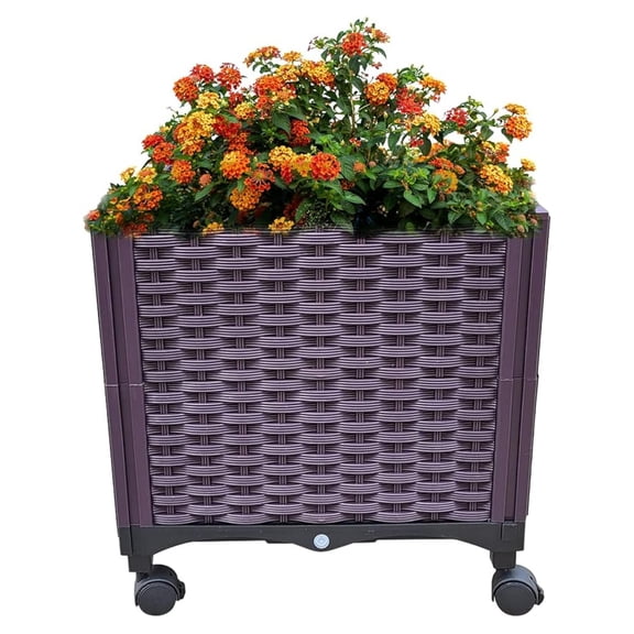 Plastic Rolling Raised Garden Bed,Deepen Planter Boxes with Wheels Mobile Planters for Outdoor Indoor Plants Elevated Garden Boxes Plant pots for Flowers, Vegetables, Fruits,