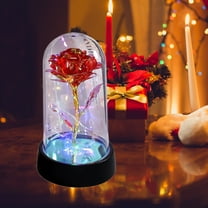 Plastic Rose Flower Christmas Decorations Gifts for Women, Forever Eternal Crystal Light Up Roses in Glass Dome for Mom Grandma,Sister,Her,Wife,Valentines Day