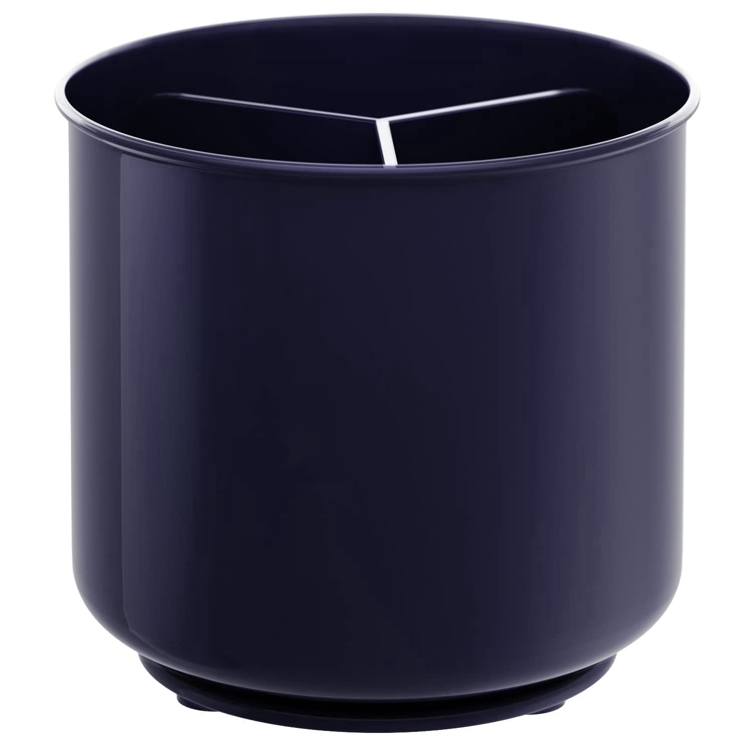 Cooler Kitchen Plastic Rotating Utensil Holder Crock, Extra Large Blue, Weighted No-Tip Base, Removable Divider, Dishwasher Safe